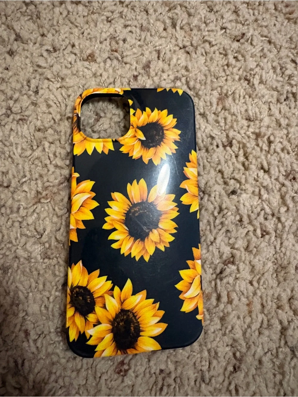 Sunflower Print Black iPhone 13 Case
